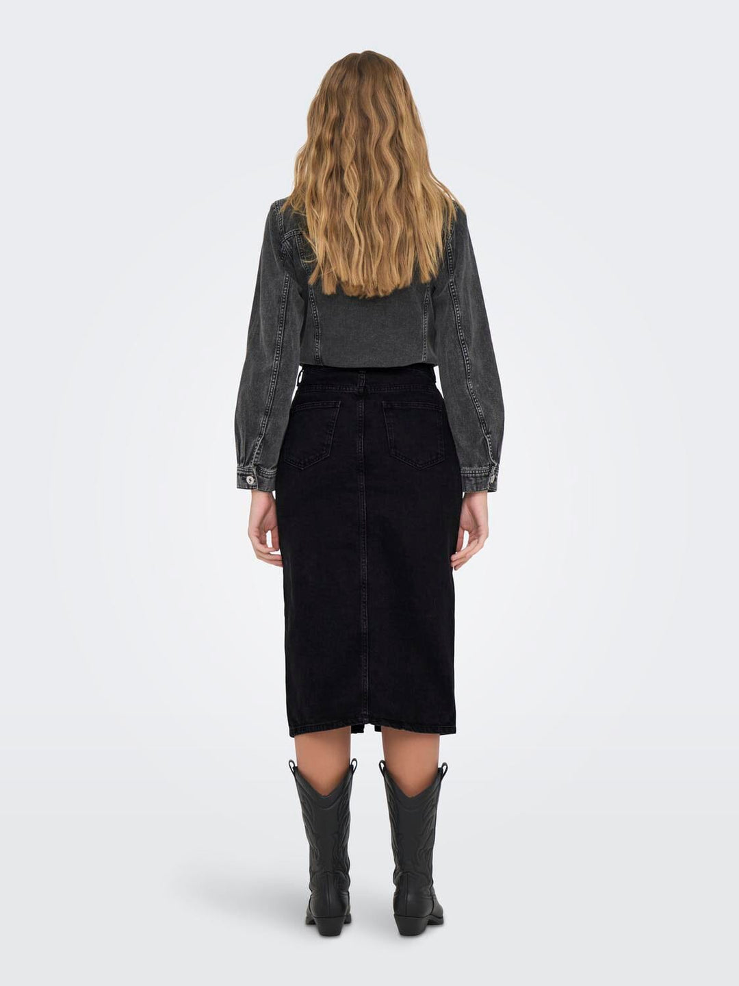 Only - Onlbianca Midi Skirt Rea - 4489594 Washed Black Nederdele 