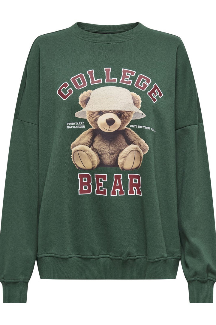 Only - Onlbila L/S Bear O-Neck Swt - 4839513 Pineneedle College Sweatshirts 