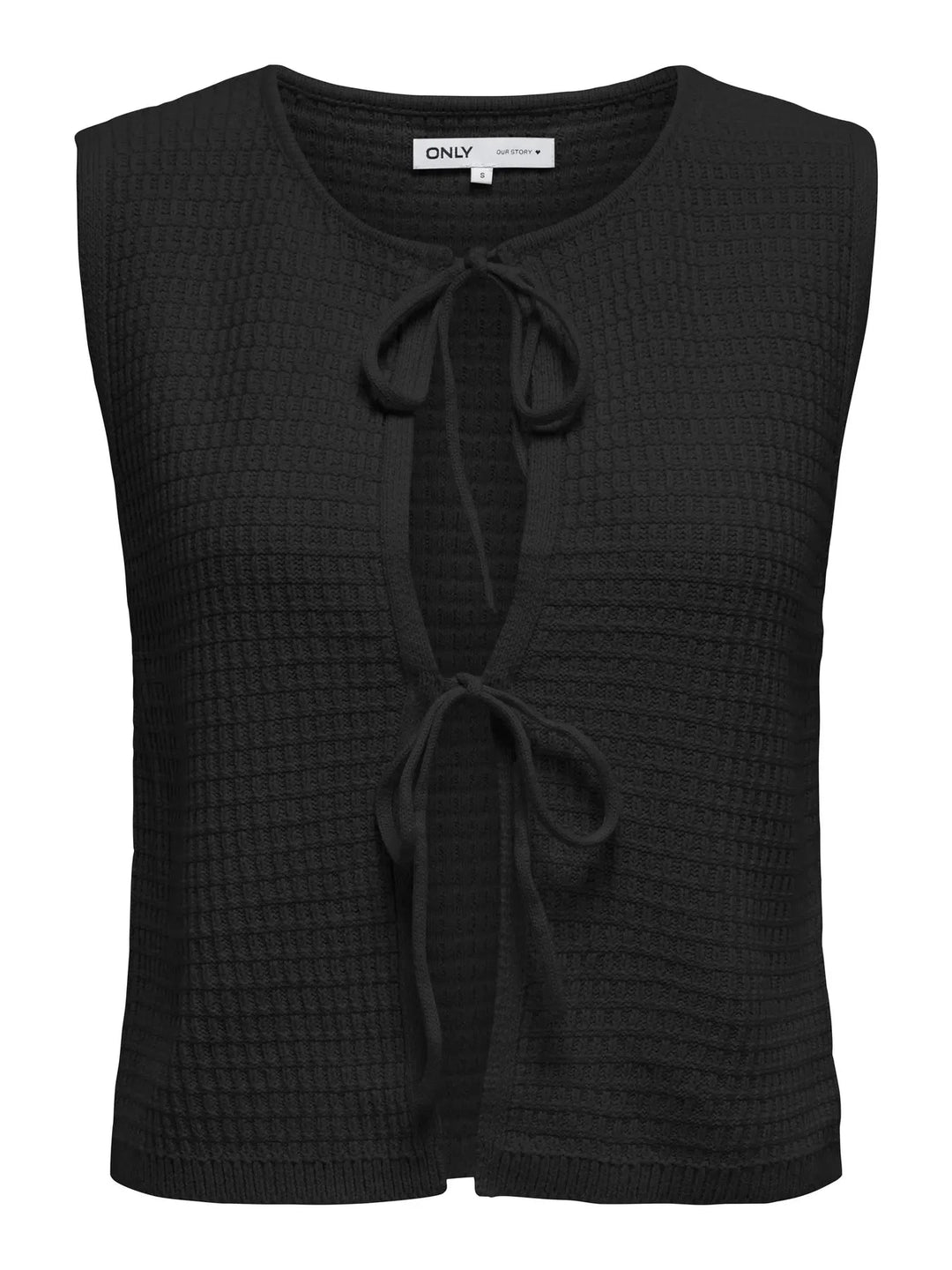 Only - Onlbirtie Sl Tie V-Neck Vest Cc Knt - 4853186 Black Frakker 