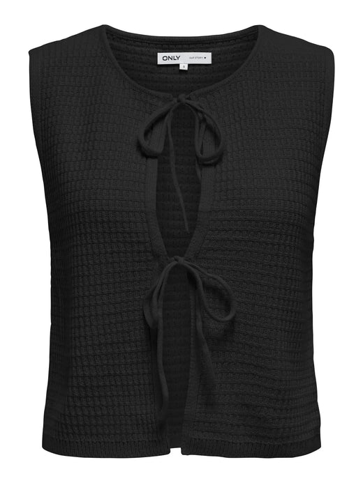 Only - Onlbirtie Sl Tie V-Neck Vest Cc Knt - 4853186 Black Frakker 
