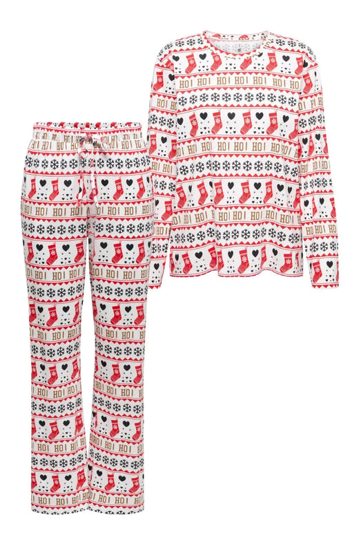 Only - Onlblanca L/S Nightwear Secs - 4917790 Cloud Dancer Ho Ho Ho Nattøj 