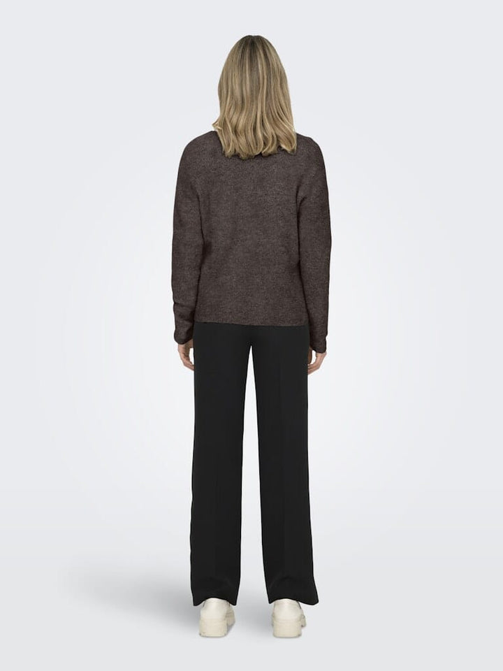 Only - Onlcamilla V-Neck L/S Pullover Knt - 4807844 Chocolate Martini Melange Strikbluser 