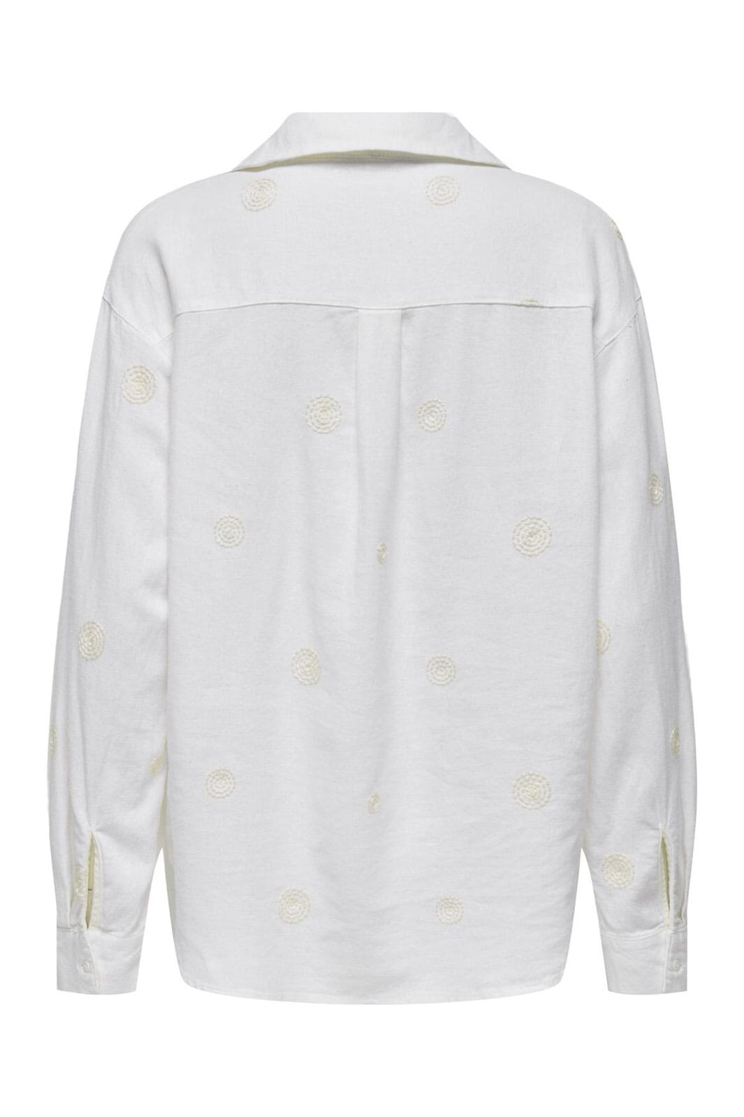 Only - Onlcaro L/S Linen Bl Emb Shirt Cc - 4652331 Bright White Pumice Stone Embroidery