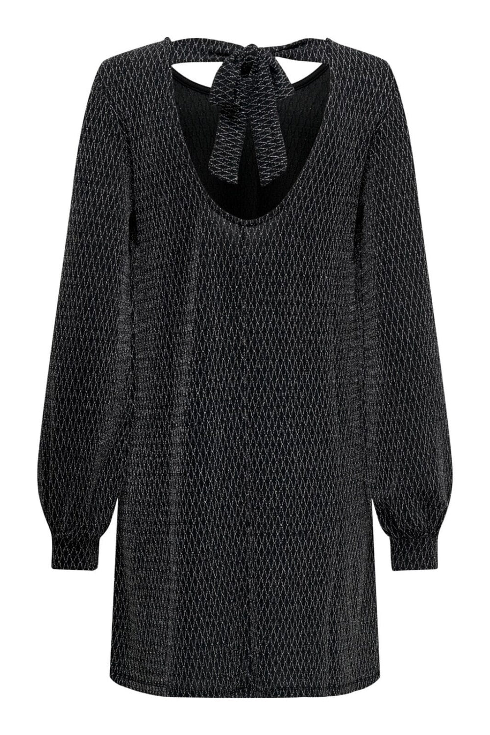 Only - Onlcarol L/S Glitter Bow Dress - 4395271 Black Harlekin Silver Kjoler 