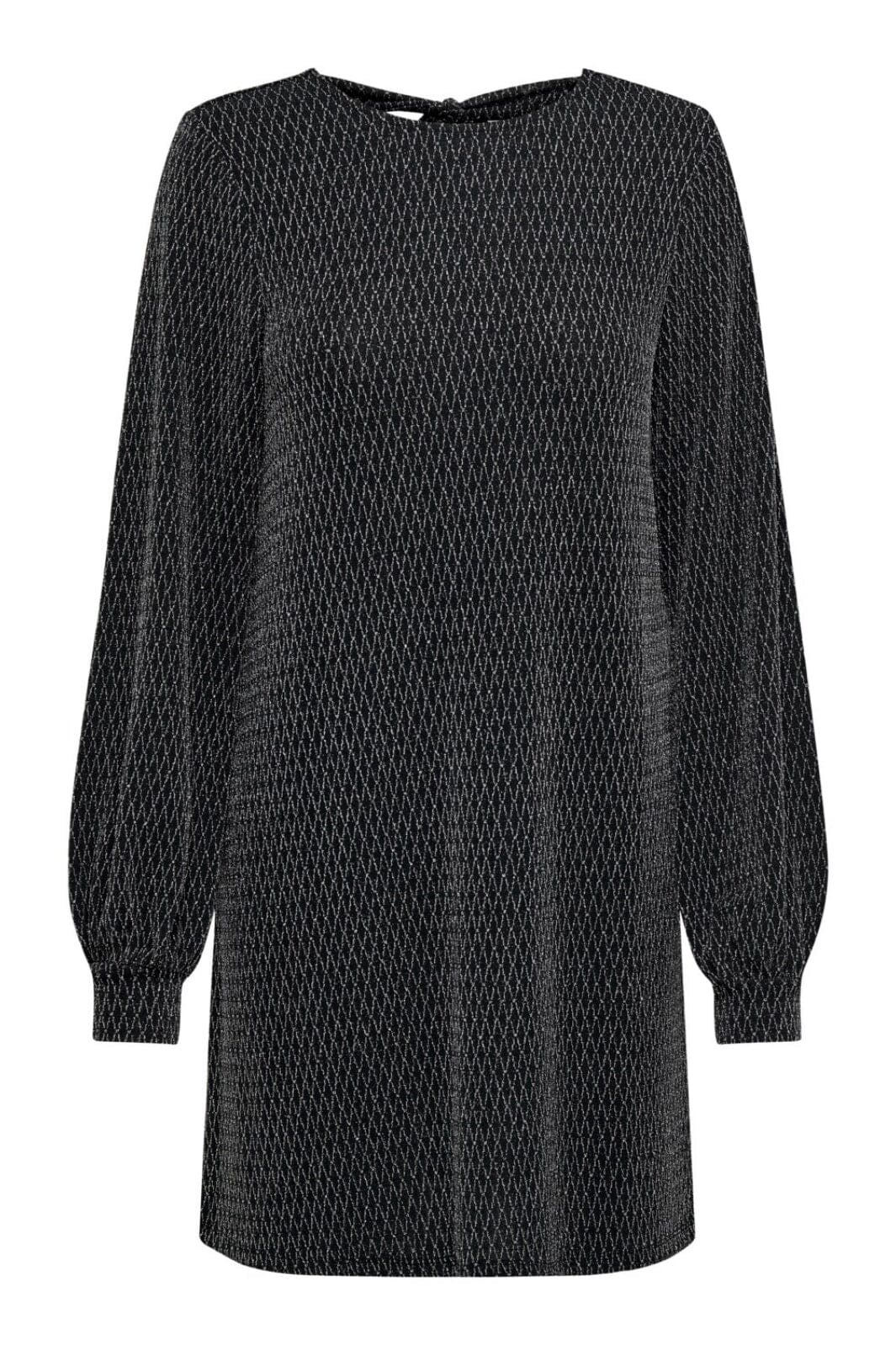 Only - Onlcarol L/S Glitter Bow Dress - 4395271 Black Harlekin Silver Kjoler 