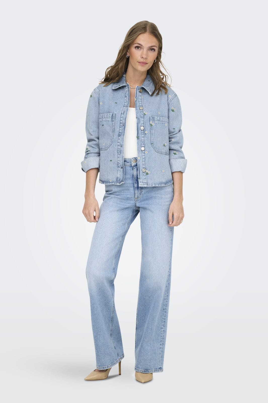 Only - Onlcassie Emb Ls Ovs Shirt Akm - 4769525 Light Blue Denim