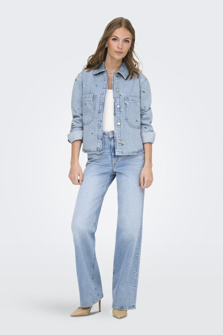 Only - Onlcassie Emb Ls Ovs Shirt Akm - 4769525 Light Blue Denim