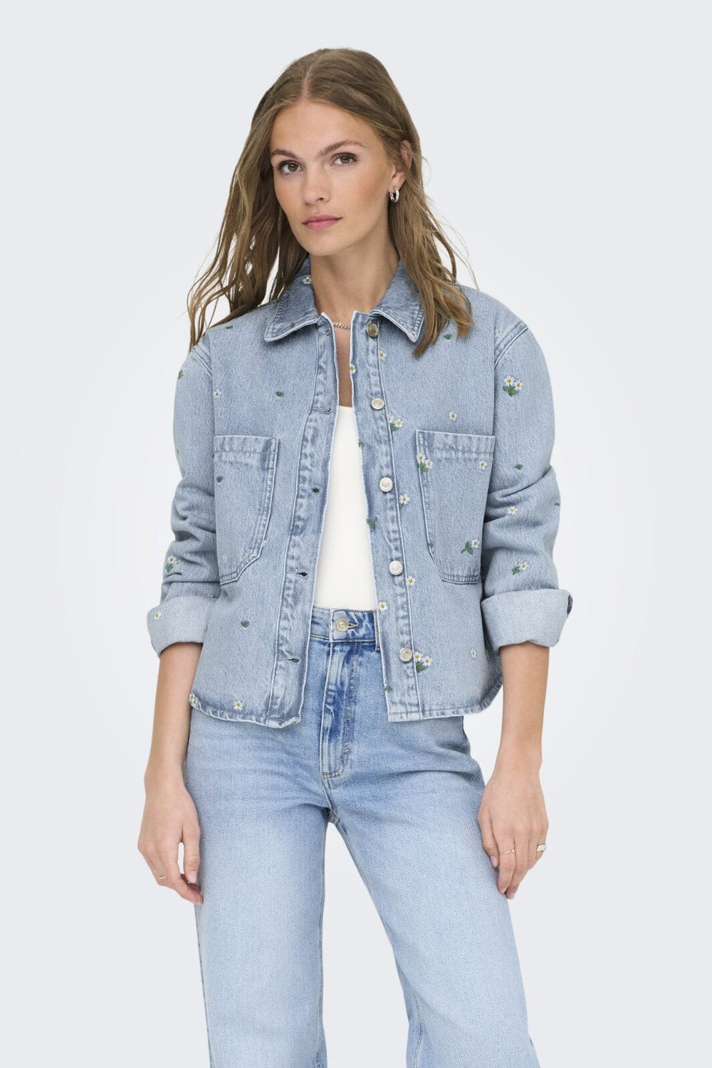 Only - Onlcassie Emb Ls Ovs Shirt Akm - 4769525 Light Blue Denim