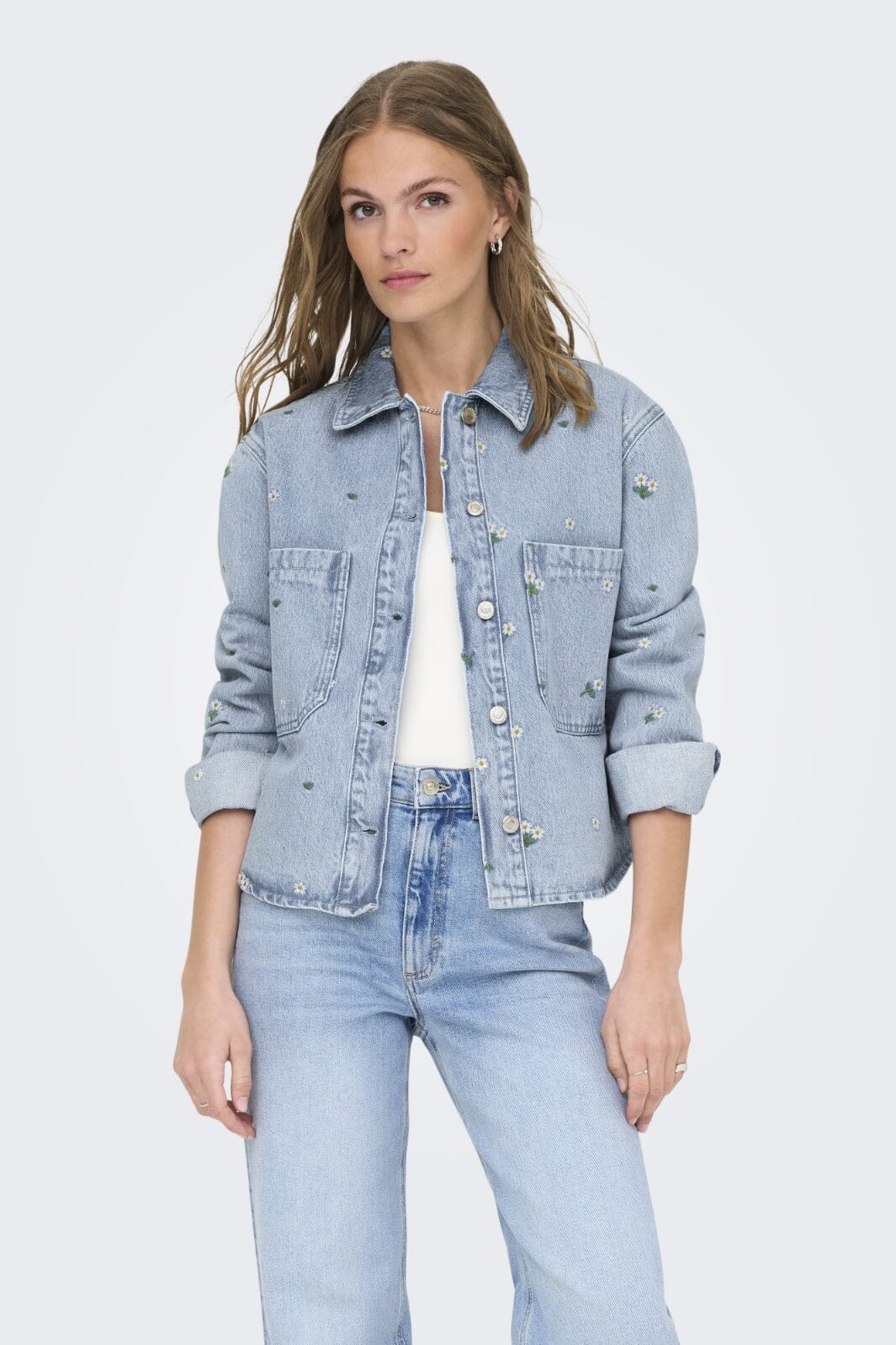 Only - Onlcassie Emb Ls Ovs Shirt Akm - 4769525 Light Blue Denim