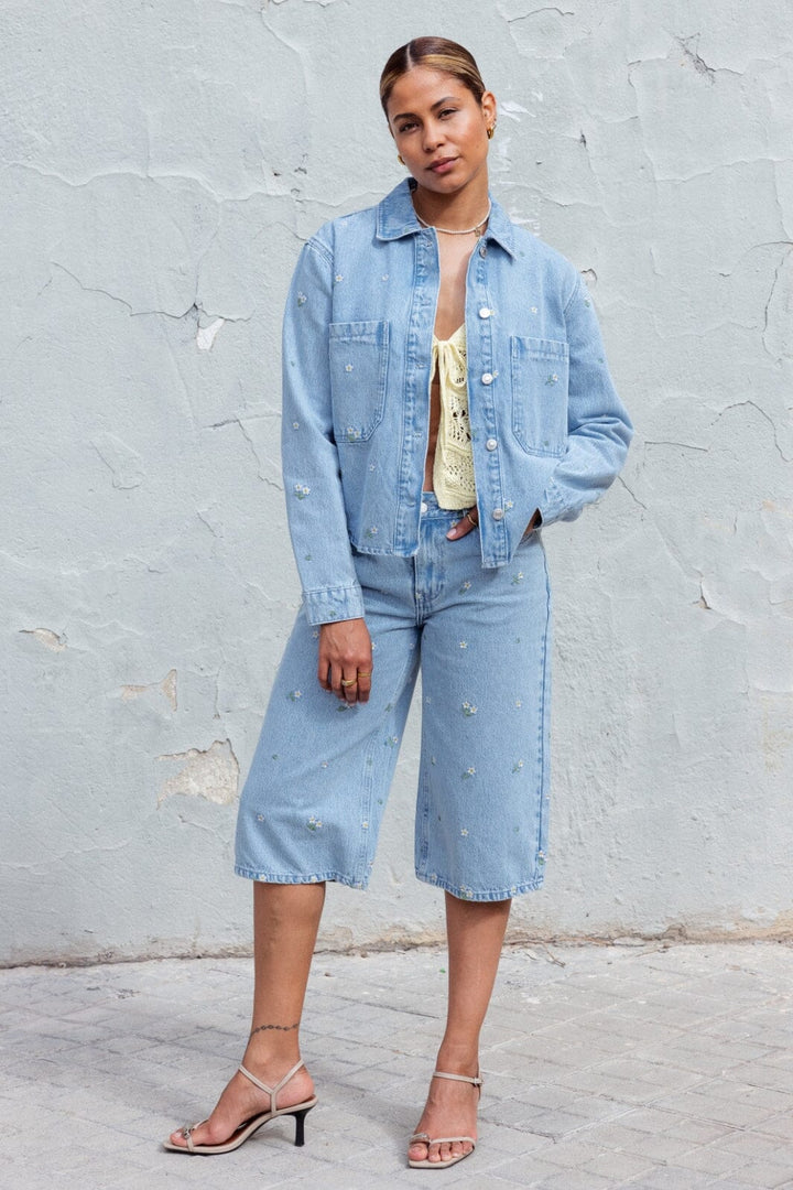 Only - Onlcassie Emb Ls Ovs Shirt Akm - 4769525 Light Blue Denim