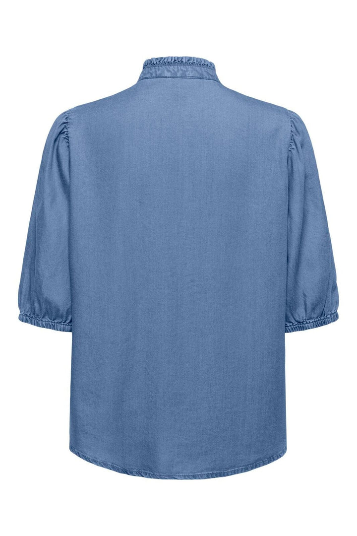 Only - Onlcharis Life 2/4 Frill Shirt Cc - 4910874 Medium Blue Denim