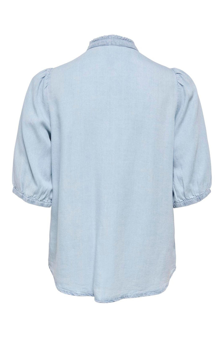 Only - Onlcharis Life 2/4 Frill Shirt Cc - 4977041 Light Blue Denim