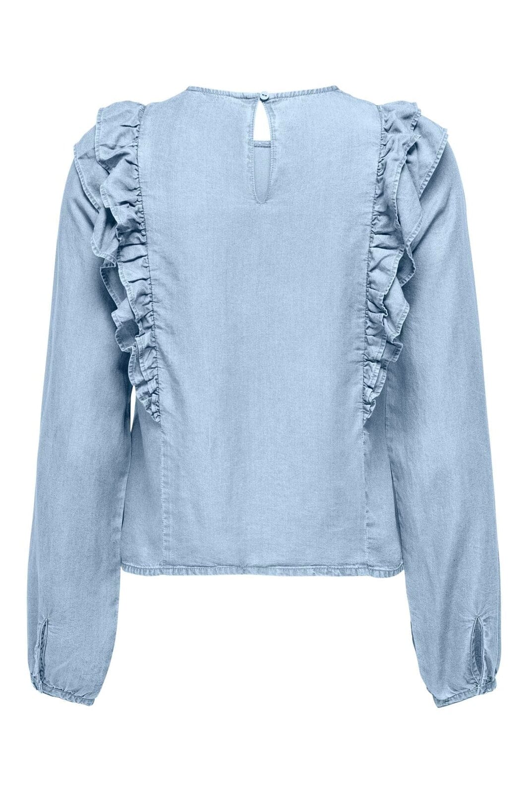 Only - Onlcharis Life Ls Frill Top Cc - 4977059 Light Blue Denim