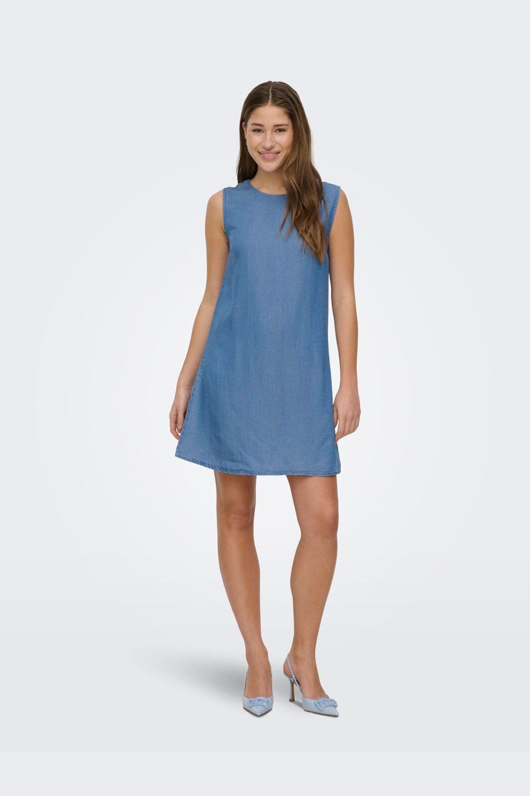 Only - Onlcharis Life Sl Short Dress Cc - 4910754 Medium Blue Denim