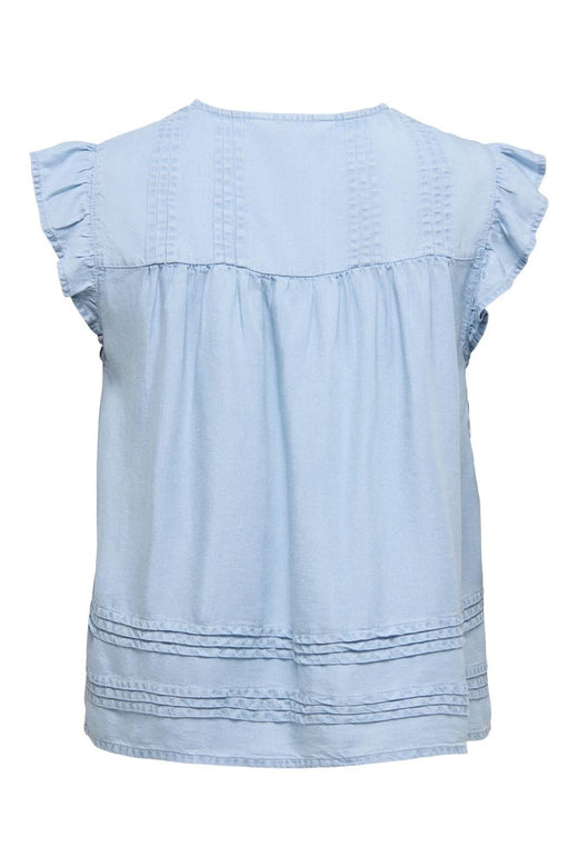 Only - Onlcharis Life Sl Tie Neck Top Cc - 4910877 Light Blue Denim