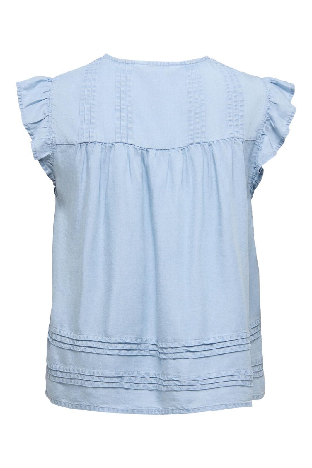 Only - Onlcharis Life Sl Tie Neck Top Cc - 4910877 Light Blue Denim