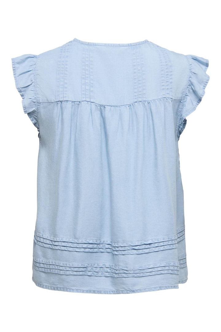 Only - Onlcharis Life Sl Tie Neck Top Cc - 4910877 Light Blue Denim