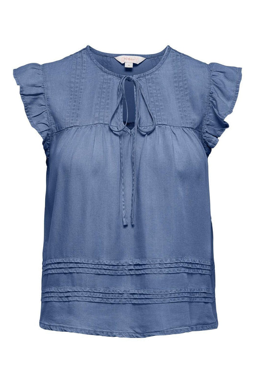 Only - Onlcharis Life Sl Tie Neck Top Cc - 4977087 Medium Blue Denim