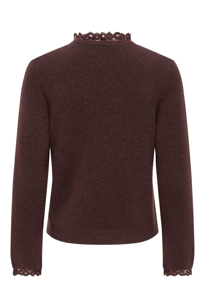 Only - Onlcher Ls Detail O-Neck Knt - 5056973 Deep Mahogany Mel/Dtm Lace