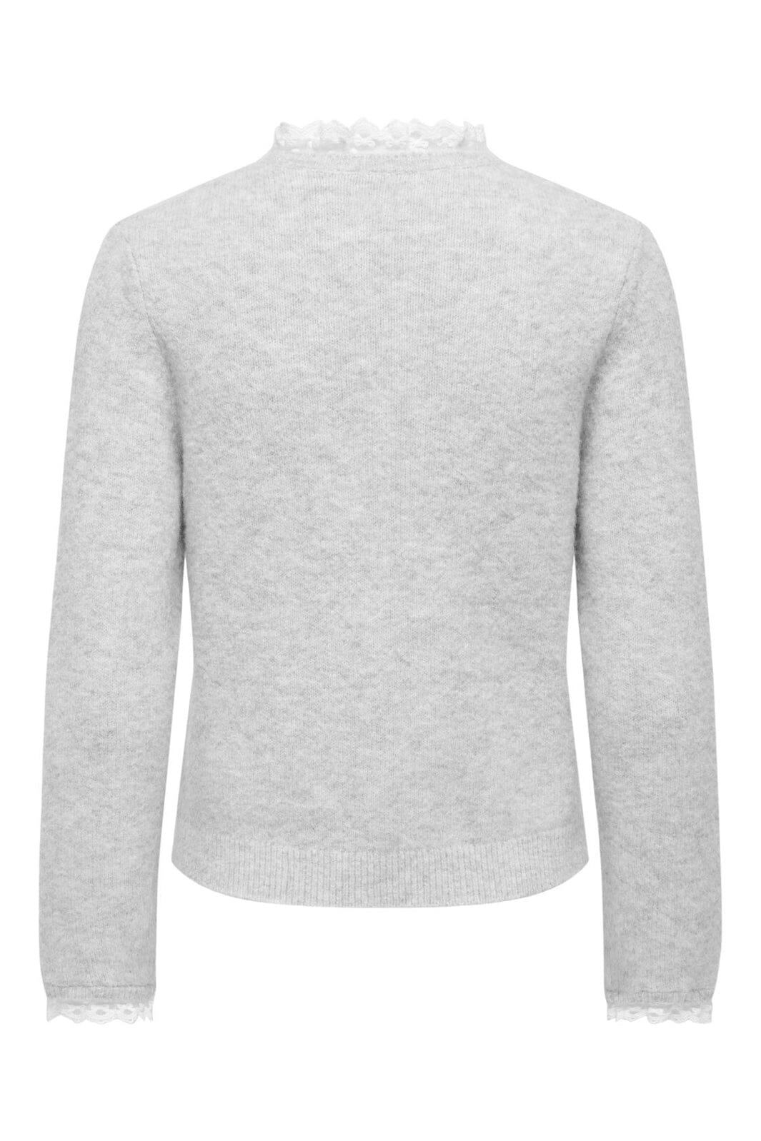 Only - Onlcher Ls Detail O-Neck Knt - 5062095 Light Grey Melange Cloud Dancer Lace