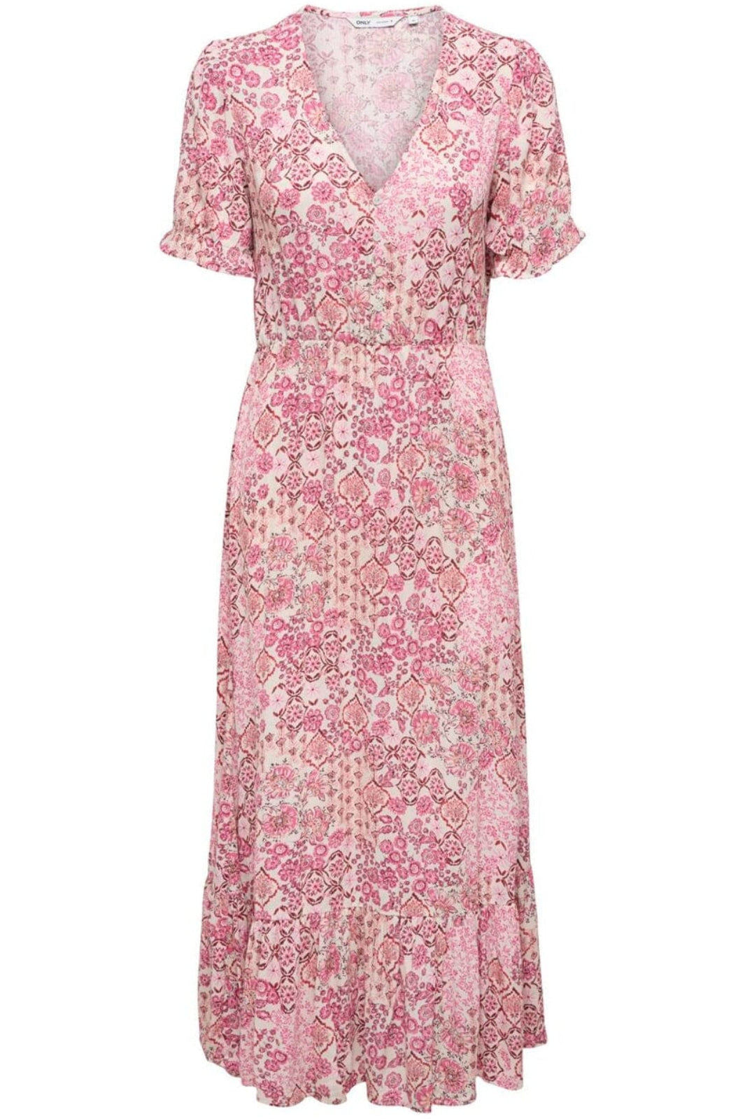 Only - Onlchianti S/S Long Dress - 5023447 Marshmallow Dusty Rose Graphic