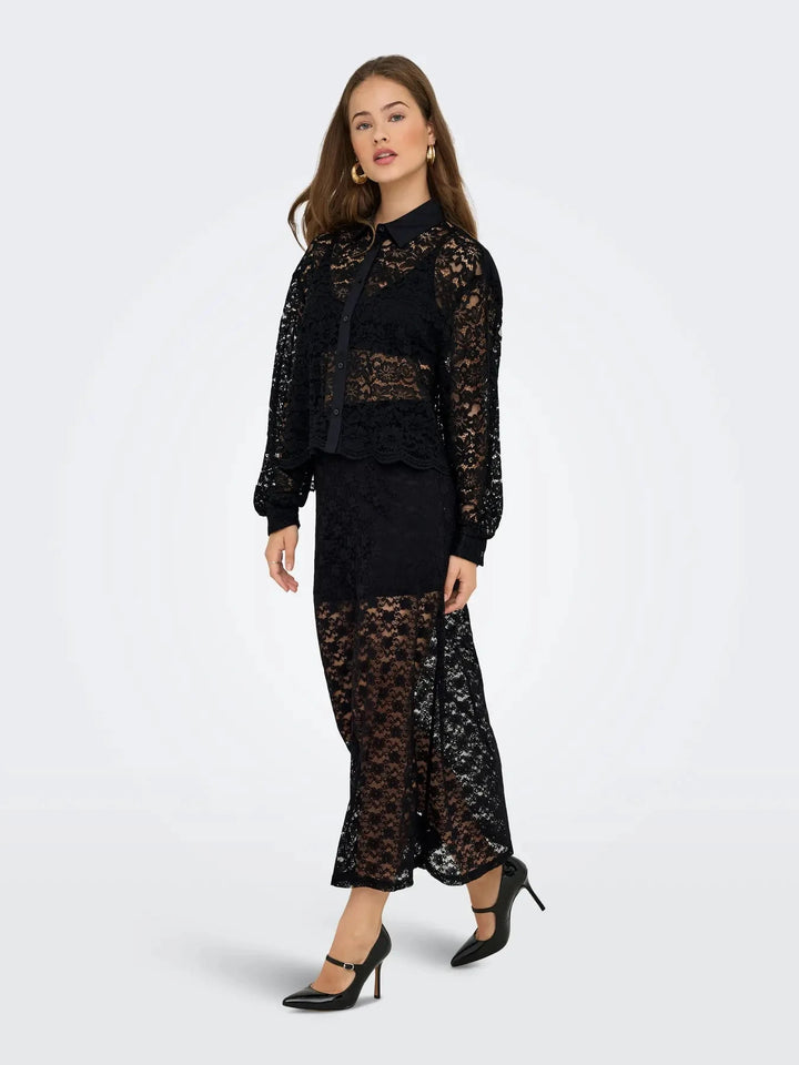 Only - Onlchigo Cali Life Lace Ankle Skirt - 4855496 Black Nederdele 