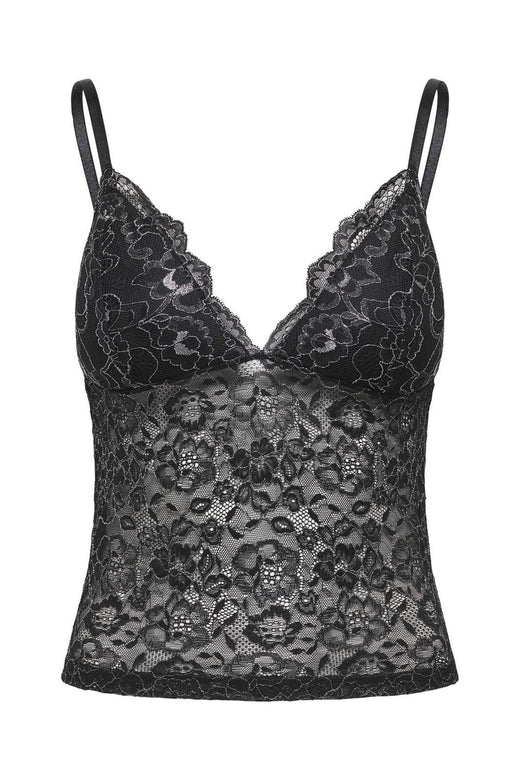 Only - Onlchloe Lace Glitter Singlet Top Acc - 4863309 Black Silver-Lurex