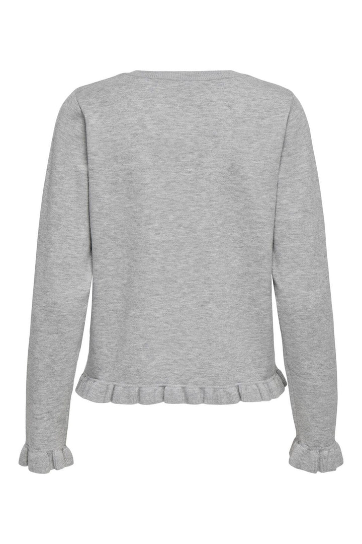 Only - Onlcinderel Ls Frill Cardigan Knt - 4979900 Light Grey Melange