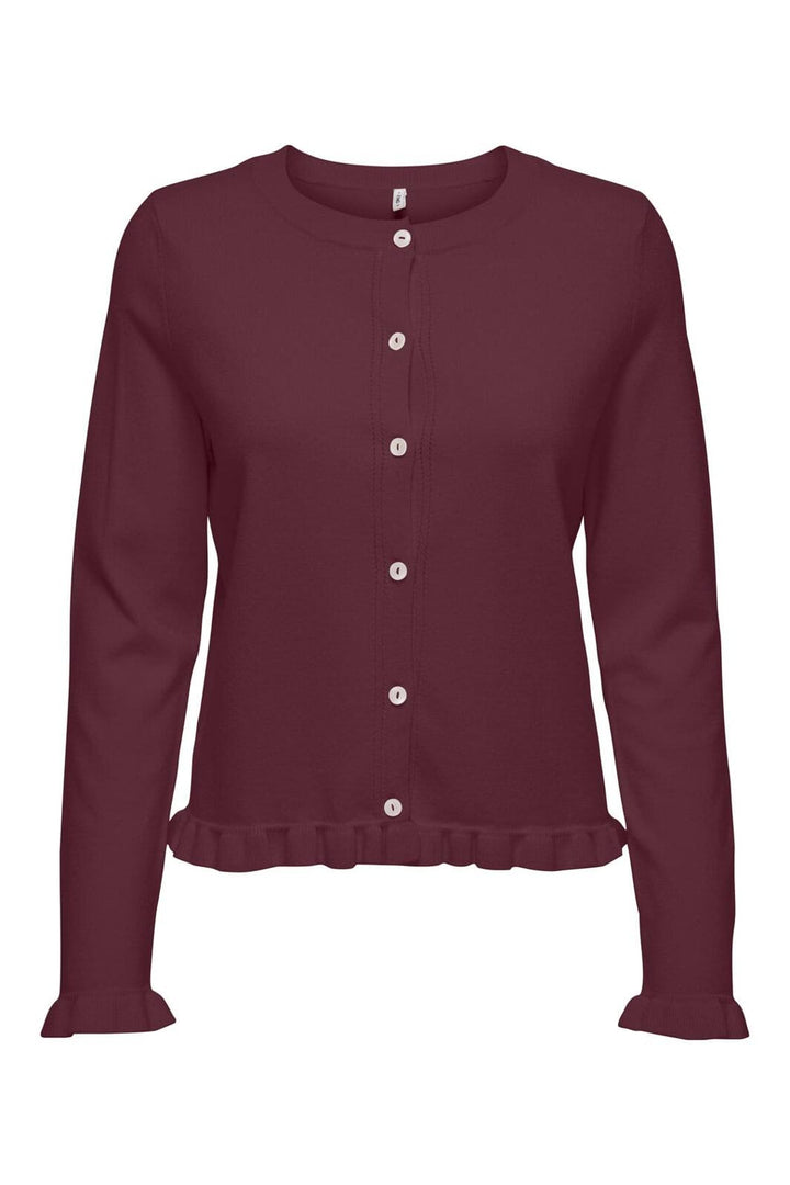 Only - Onlcinderel Ls Frill Cardigan Knt - 4980177 Windsor Wine