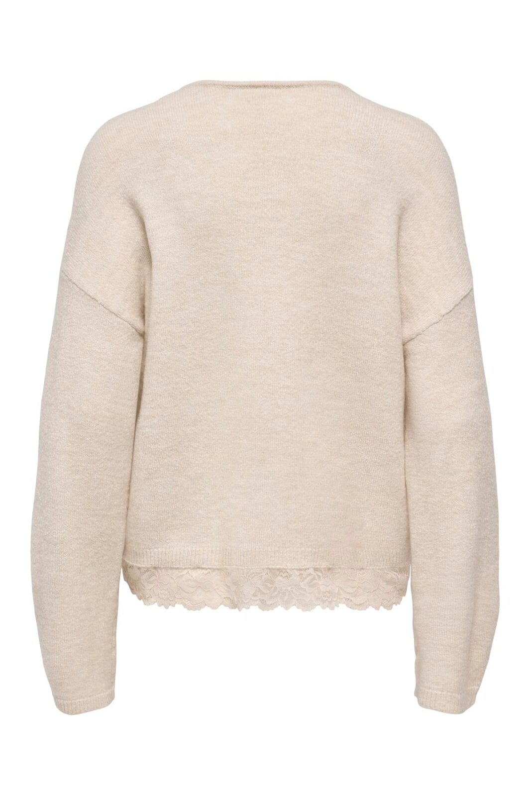 Only - Onlclover Ls Lace V-Neck Reversible Knt - 5149081 Pumice Stone Melange/Dtm Lace