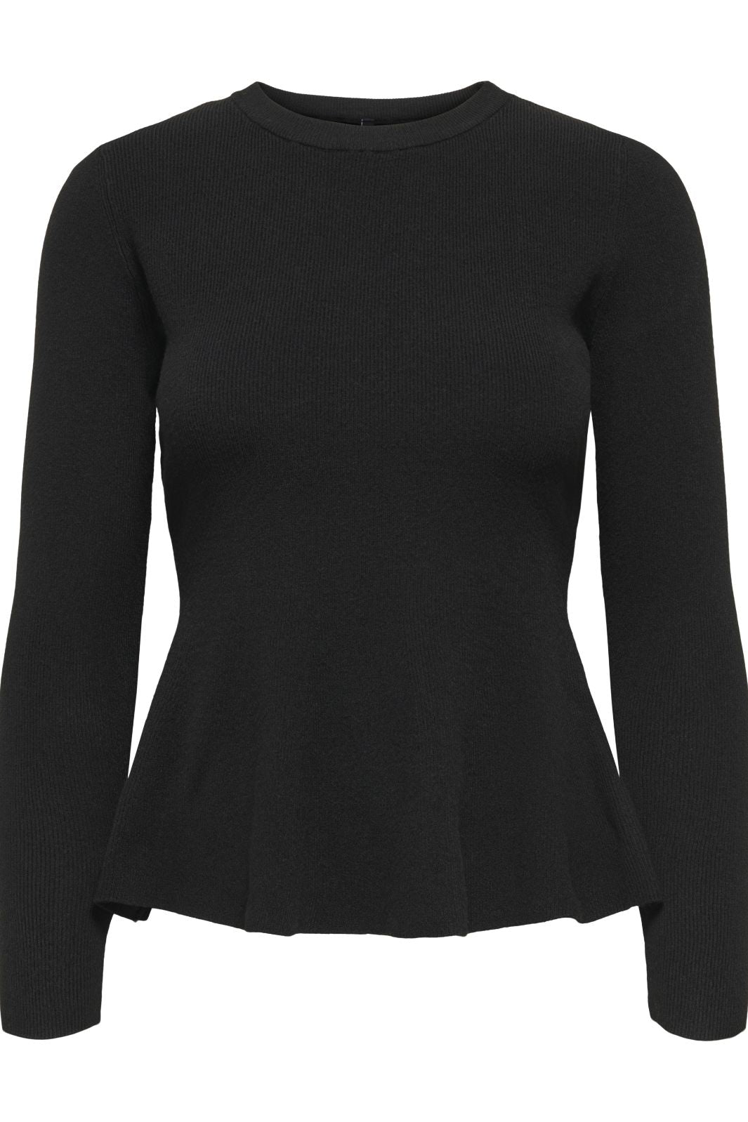 Only - Onlcoco Life Ls Rib Oneck Peplum Cc Knt - 4852742 Black Strikbluser 