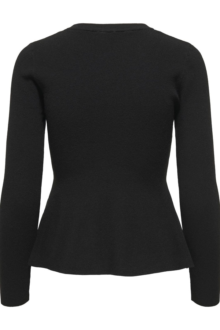 Only - Onlcoco Life Ls Rib Oneck Peplum Cc Knt - 4852742 Black Strikbluser 