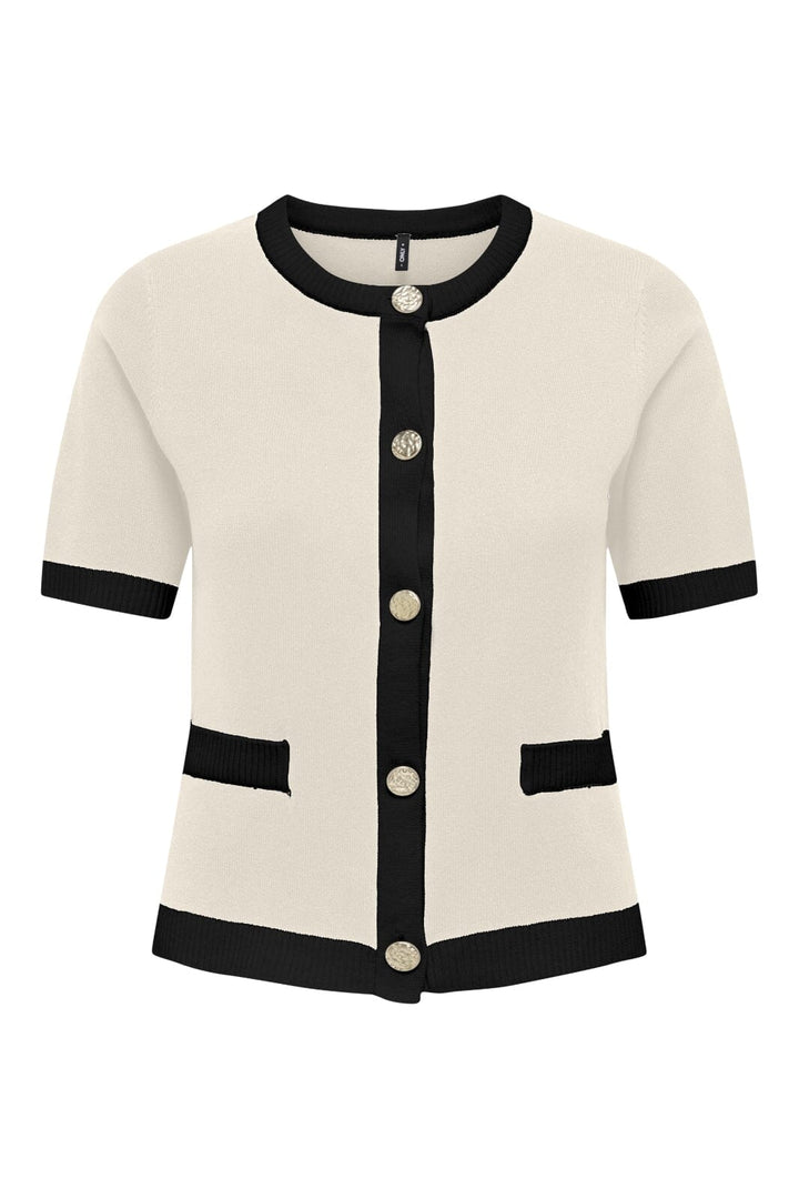 Only - Onlcoco Life Ss Button Cardigan Cc Knt - 4852782 Birch Black Contrast