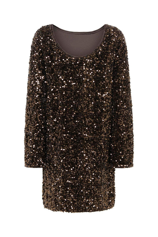 Only - Onlconfidence L/S Bell Dress - 5128838 Chocolate Torte Dtm Sequin