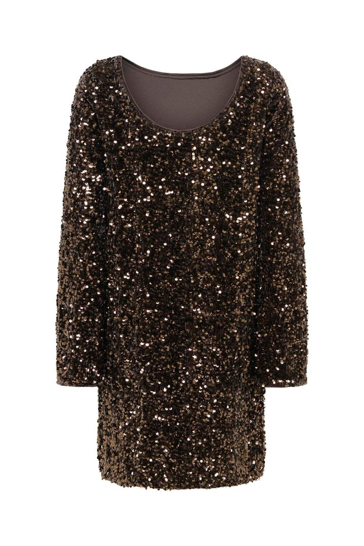 Only - Onlconfidence L/S Bell Dress - 5128838 Chocolate Torte Dtm Sequin