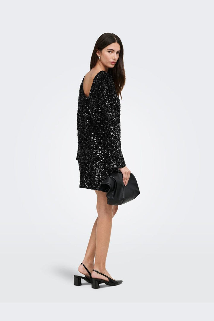 Only - Onlconfidence L/S Bell Dress - 5171191 Black Dtm Sequin