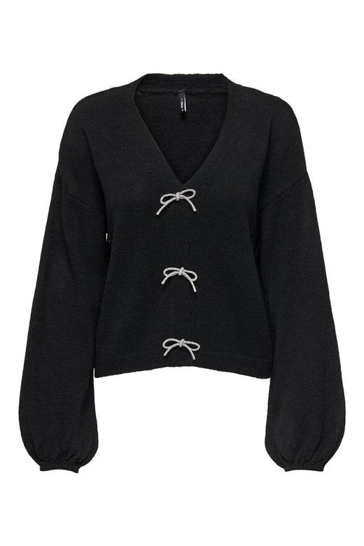 Only - Onldonna Ls Bow V-Neck Knt - 4699811 Black