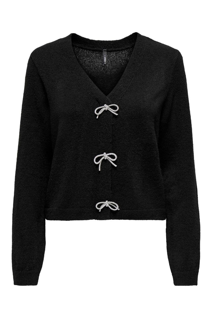 Only - Onldonna Ls V-Neck Pullover Knt - 4946417 Black Bling Bows