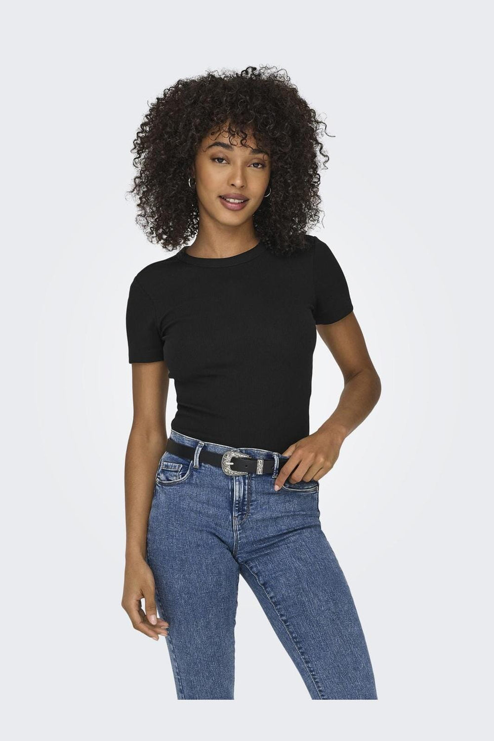 Only - Onleasy S/S O-Neck Top Box - 4629995 Black
