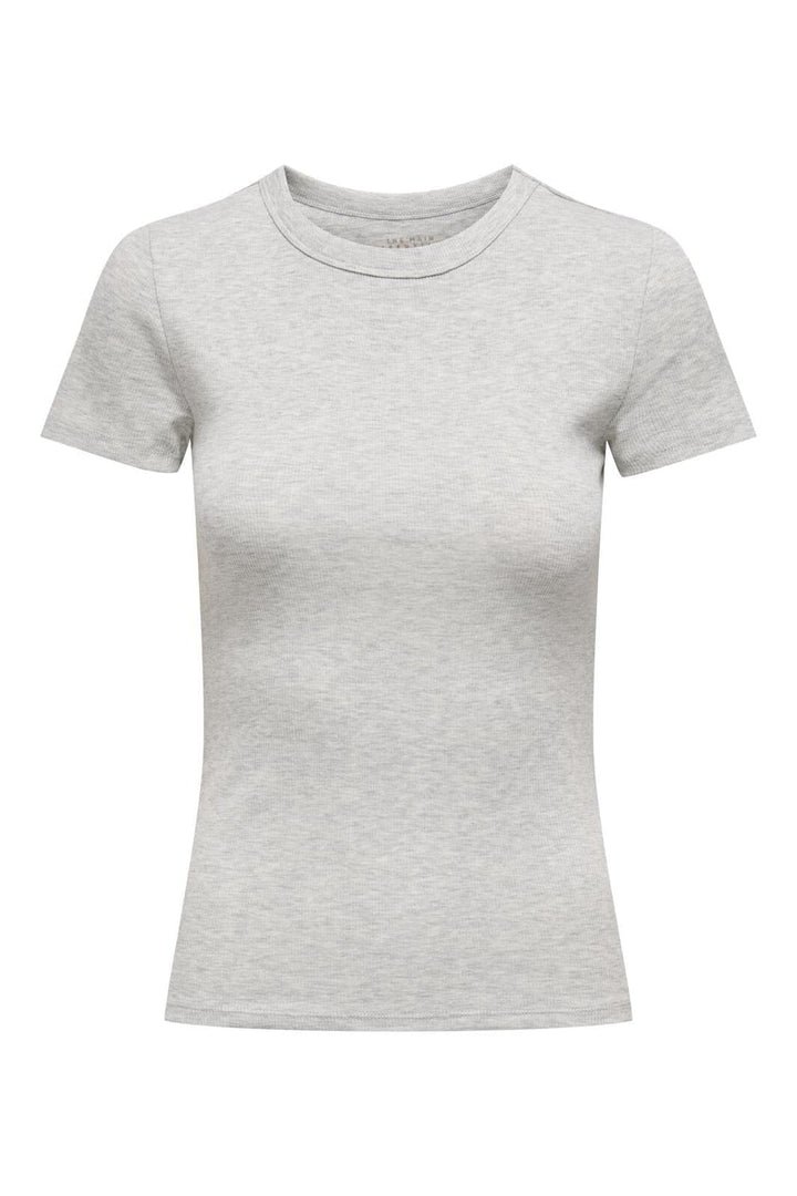 Only - Onleasy S/S O-Neck Top Box - 4696684 Light Grey Melange