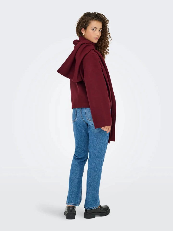 Only - Onlelba Life Scarf Jacket Cc - 4852333 Cabernet W.Rose Lining Frakker 