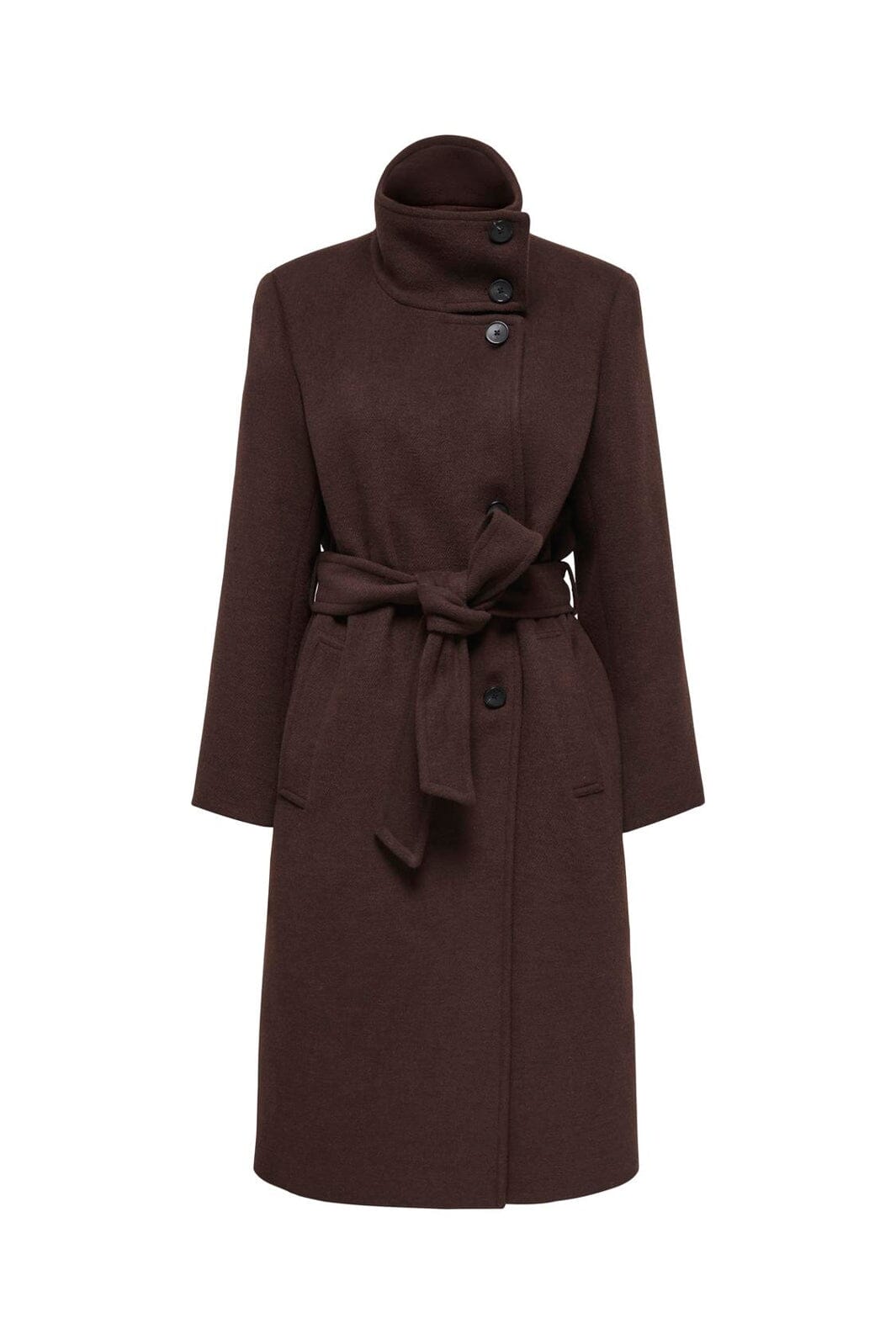 Only - Onlelinor High Neck Coat - 5168475 Mole Melange