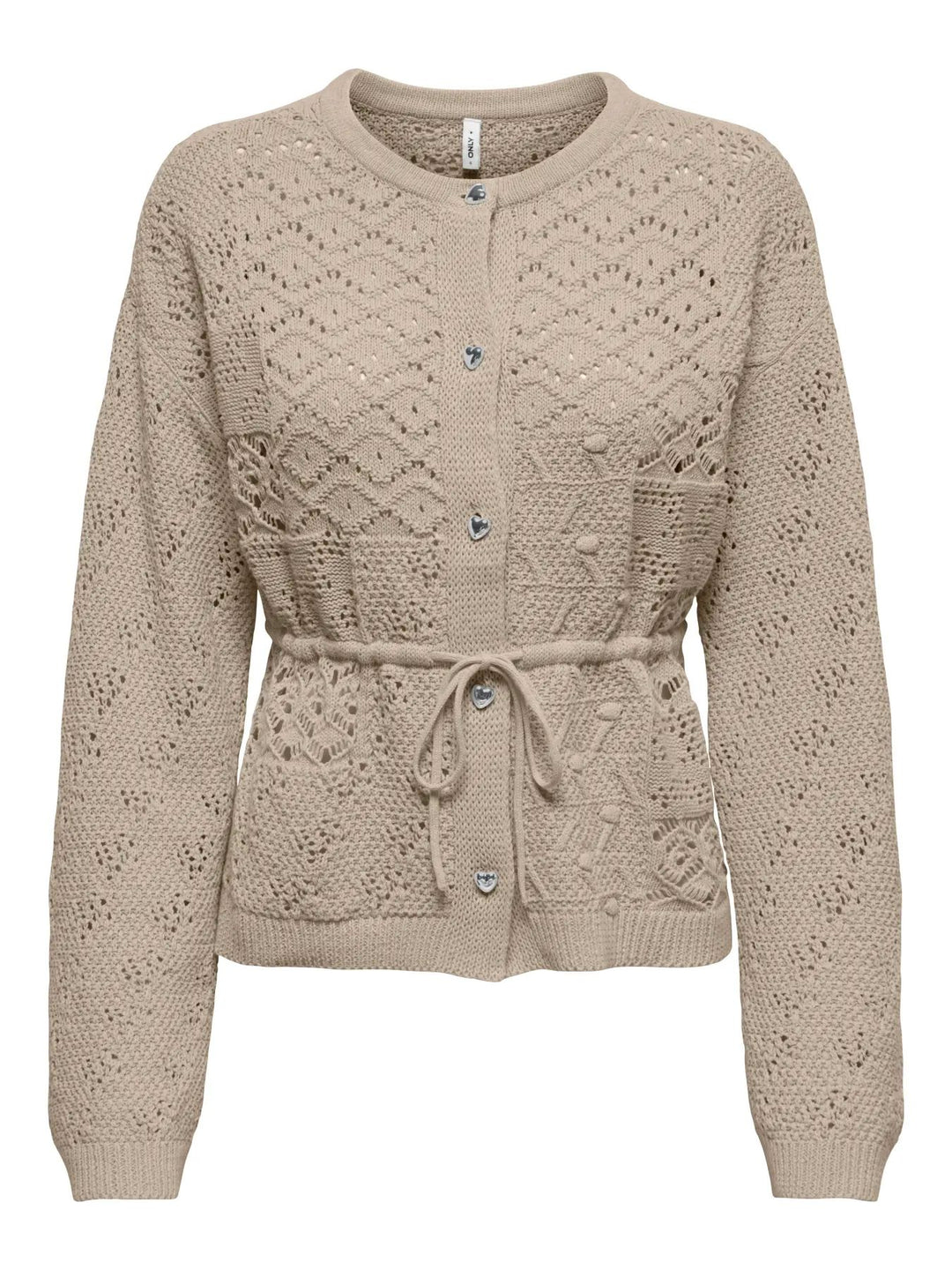Only - Onlelke Life Ls Cardigan Cc Knt - 5049514 Oxford Tan Silver Heart Button Cardigans 