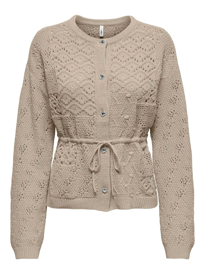 Only - Onlelke Life Ls Cardigan Cc Knt - 5049514 Oxford Tan Silver Heart Button Cardigans 