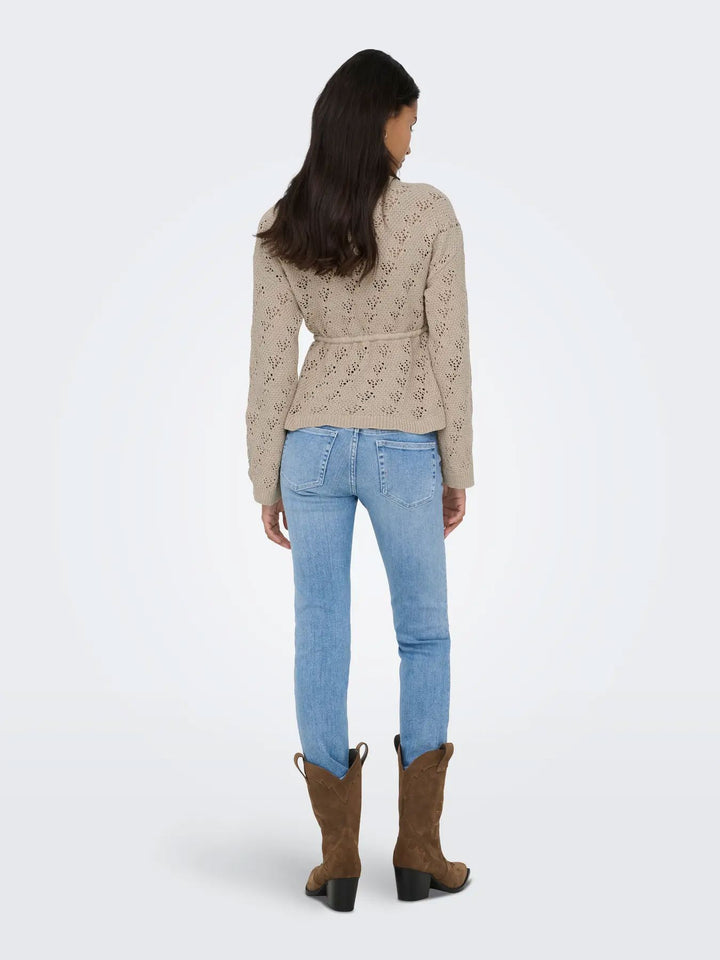 Only - Onlelke Life Ls Cardigan Cc Knt - 5049514 Oxford Tan Silver Heart Button Cardigans 