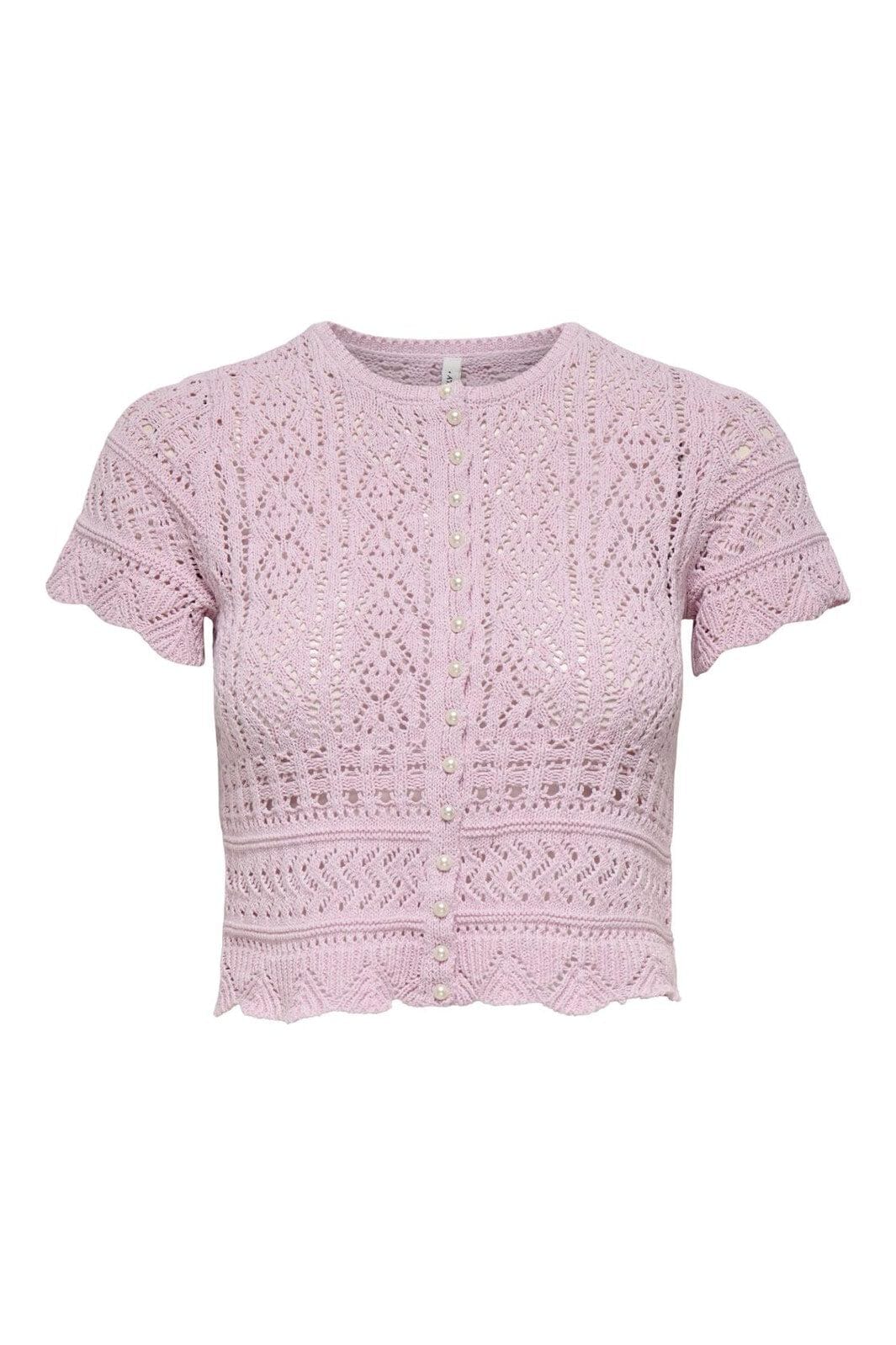 Only - Onlelke Life Ss Pearl Cardigan Cc Knt - 4972394 Romance Rose White Pearl