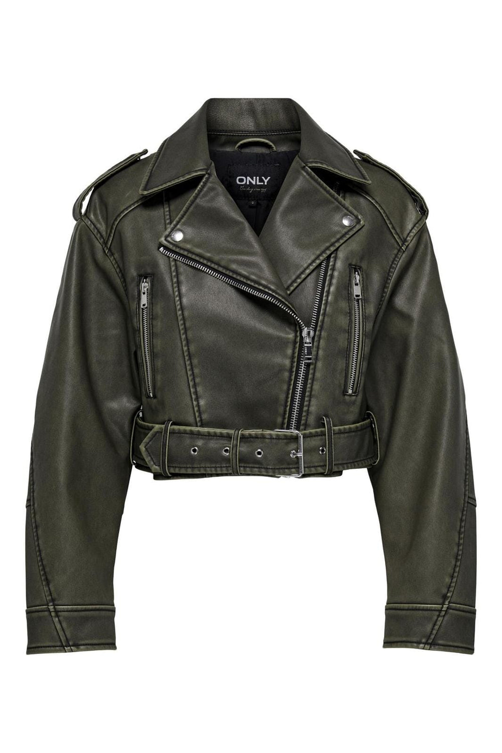 Only - Onlella Faux Leather Washed Biker - 4372640 Black Washed