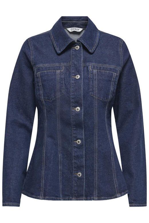 Only - Onlelle L/S Fitted Jkt Gua - 4827007 Dark Blue Denim Rinse Jakker 