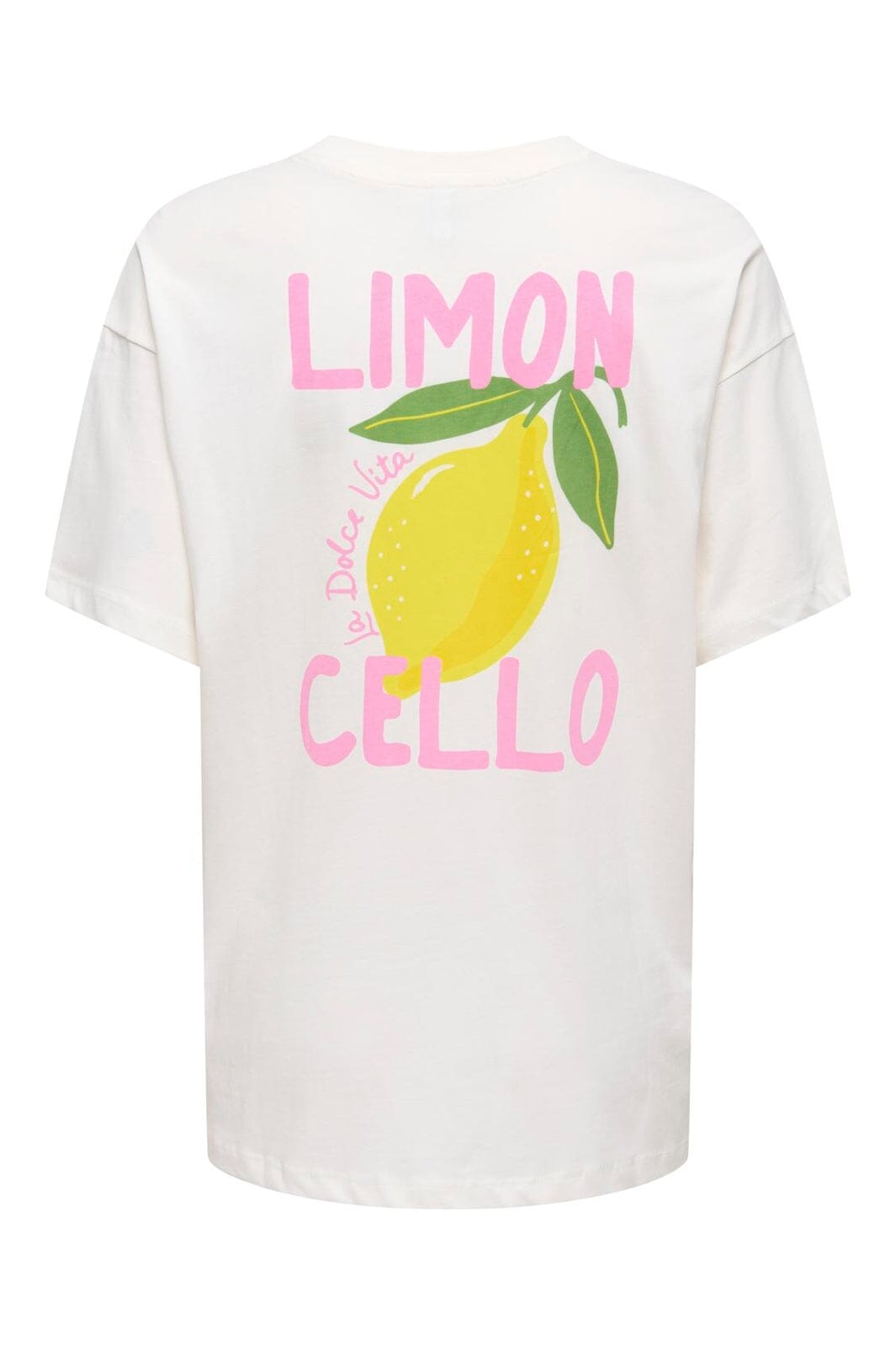 Only - Onlelle S/S Printed Tee - 5005419 Cloud Dancer Lemoncello (Prism Pink)