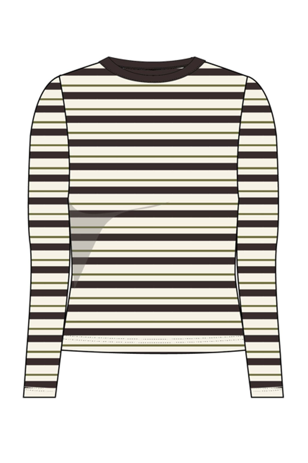 Only - Onlelli L/S Rib Top - 5190700 Cloud Dancer Chokolate Torte + Peat Moss (Elly Stripe)